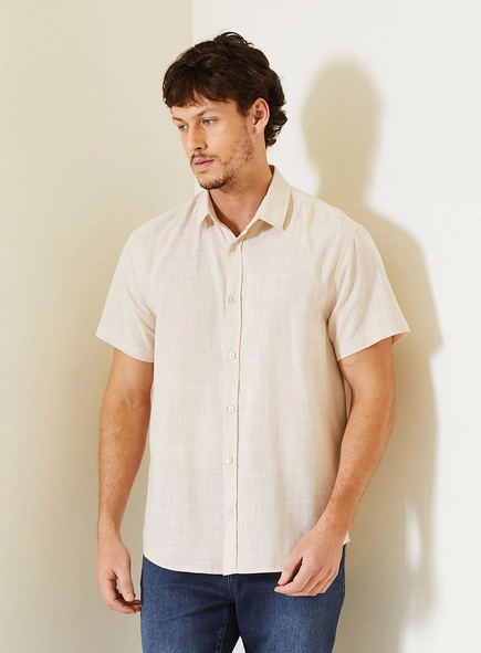 Camisa Masculina Resort Com Manga Curta
