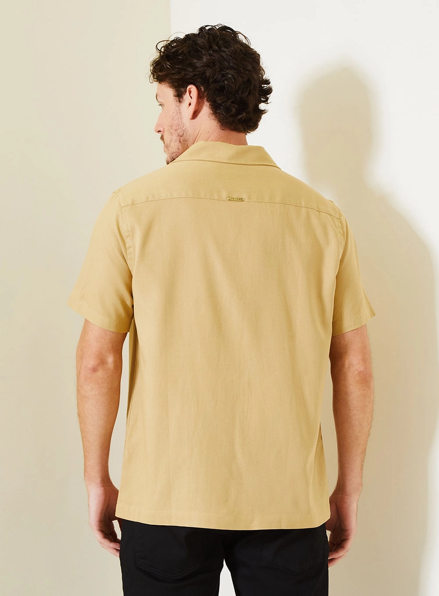 Camisa Alfaiataria Manga Curta Bege 2