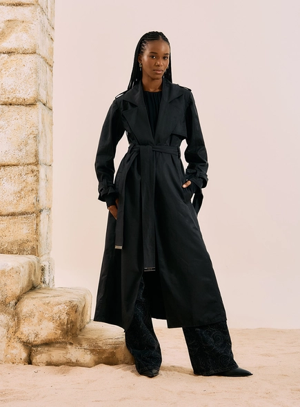 Casaco Trench Coat Maxi Longo