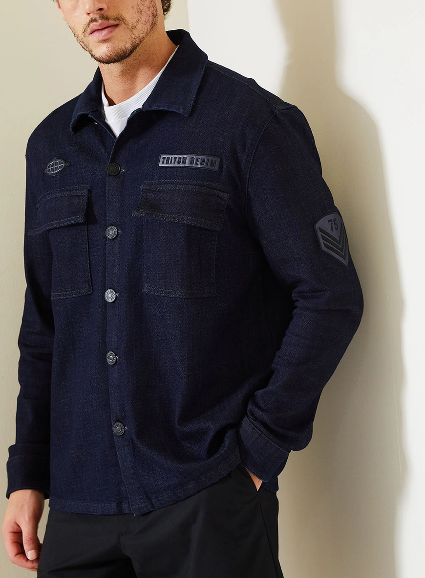 Jaqueta Jeans Masculina Com Bolsos Frontais Índigo 4