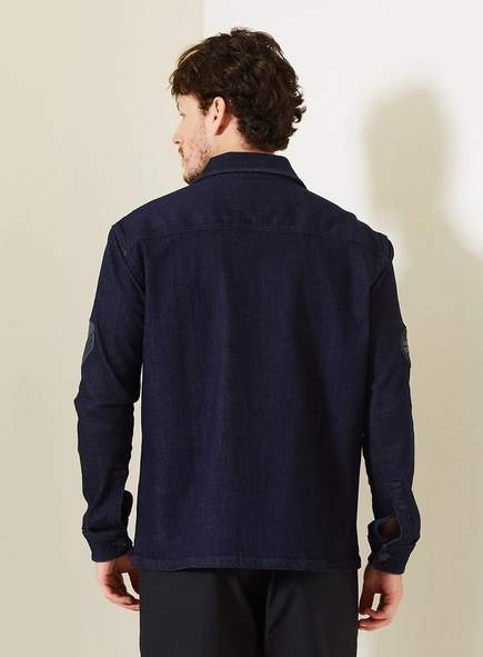 Jaqueta Jeans Masculina Com Bolsos Frontais