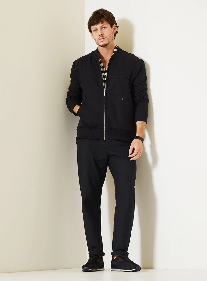 Jaqueta Bomber Masculina Com Zíper Metálico Preto 3