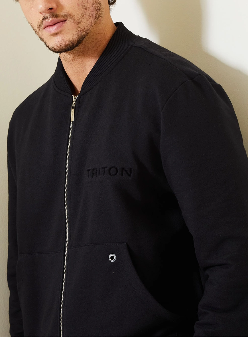 Jaqueta Bomber Masculina Com Zíper Metálico Preto 4