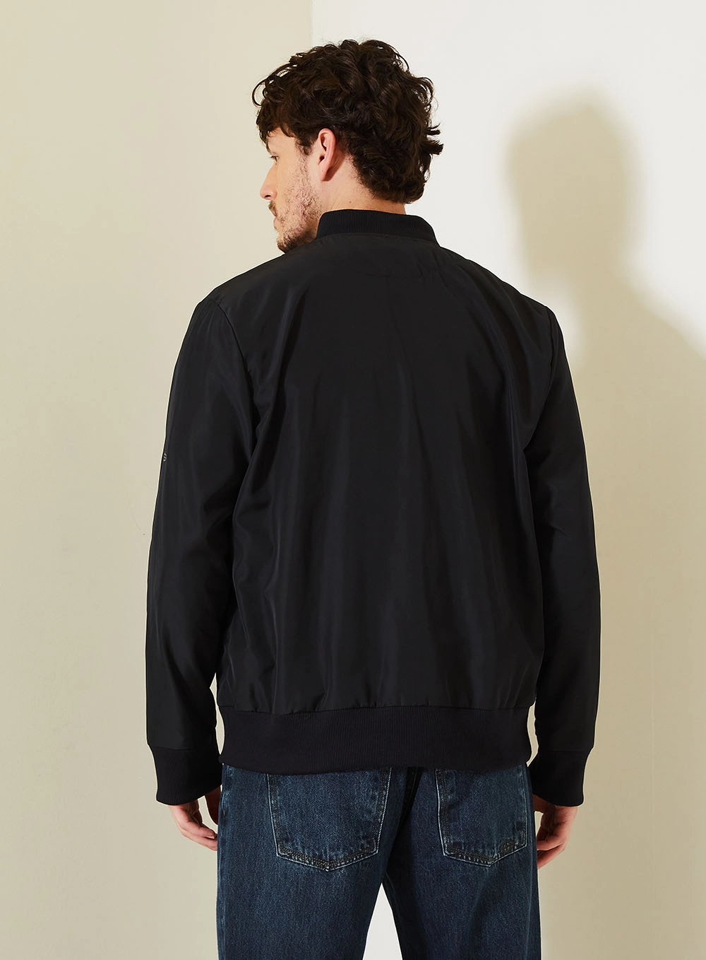 Jaqueta Bomber Masculina Com Gola Esportiva Preto 2