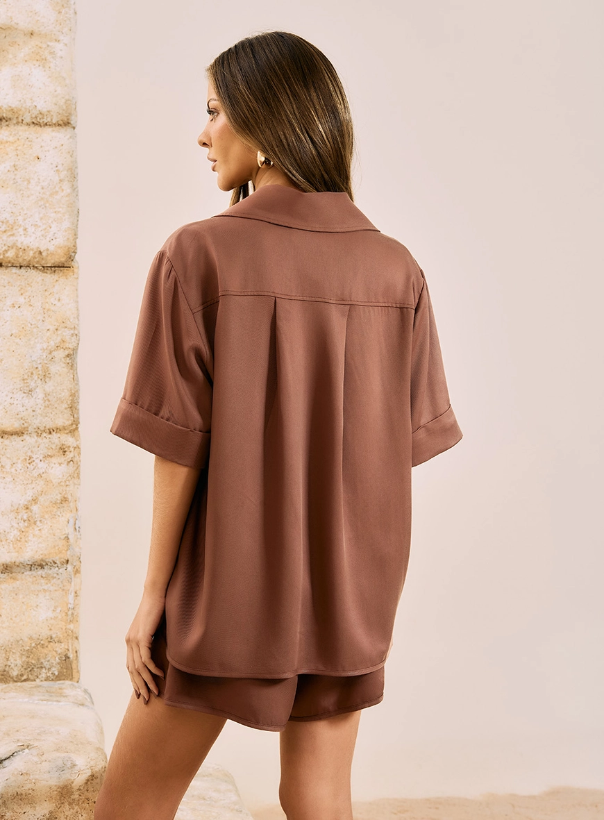 Conjunto Bordado Western Marrom 3