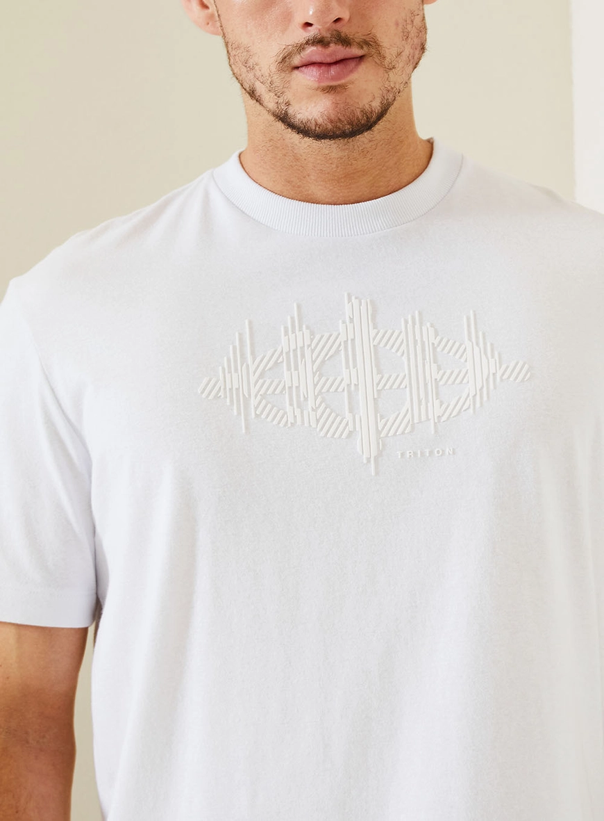 Camiseta Relaxed De Malha Com Mangas Curtas Branco 4