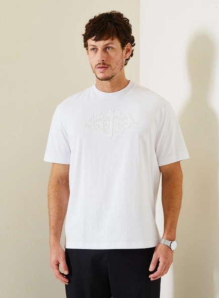 Camiseta Relaxed De Malha Com Mangas Curtas