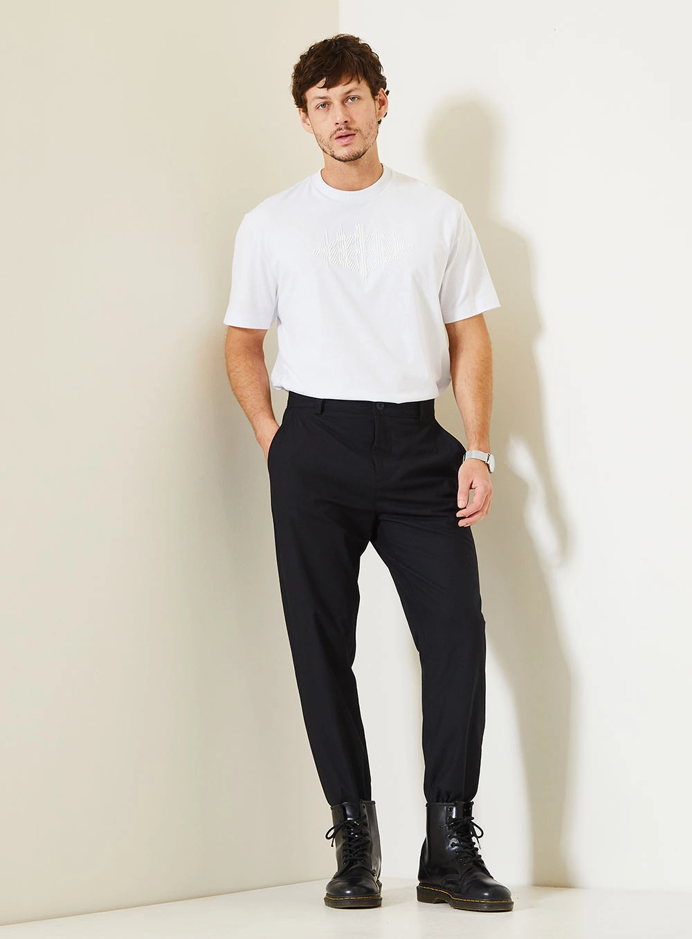 Camiseta Relaxed De Malha Com Mangas Curtas Branco 3