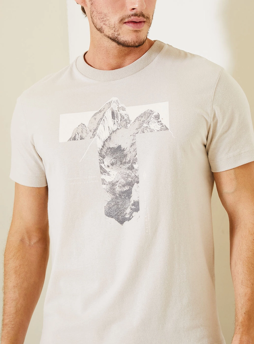 Camiseta Fit Masculina Com Estampa Frontal Cinza 4