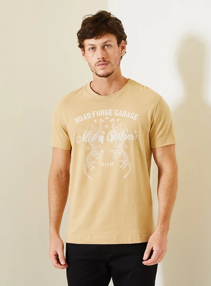 Blusa Masculina Fit Estampada Com Gola Redonda