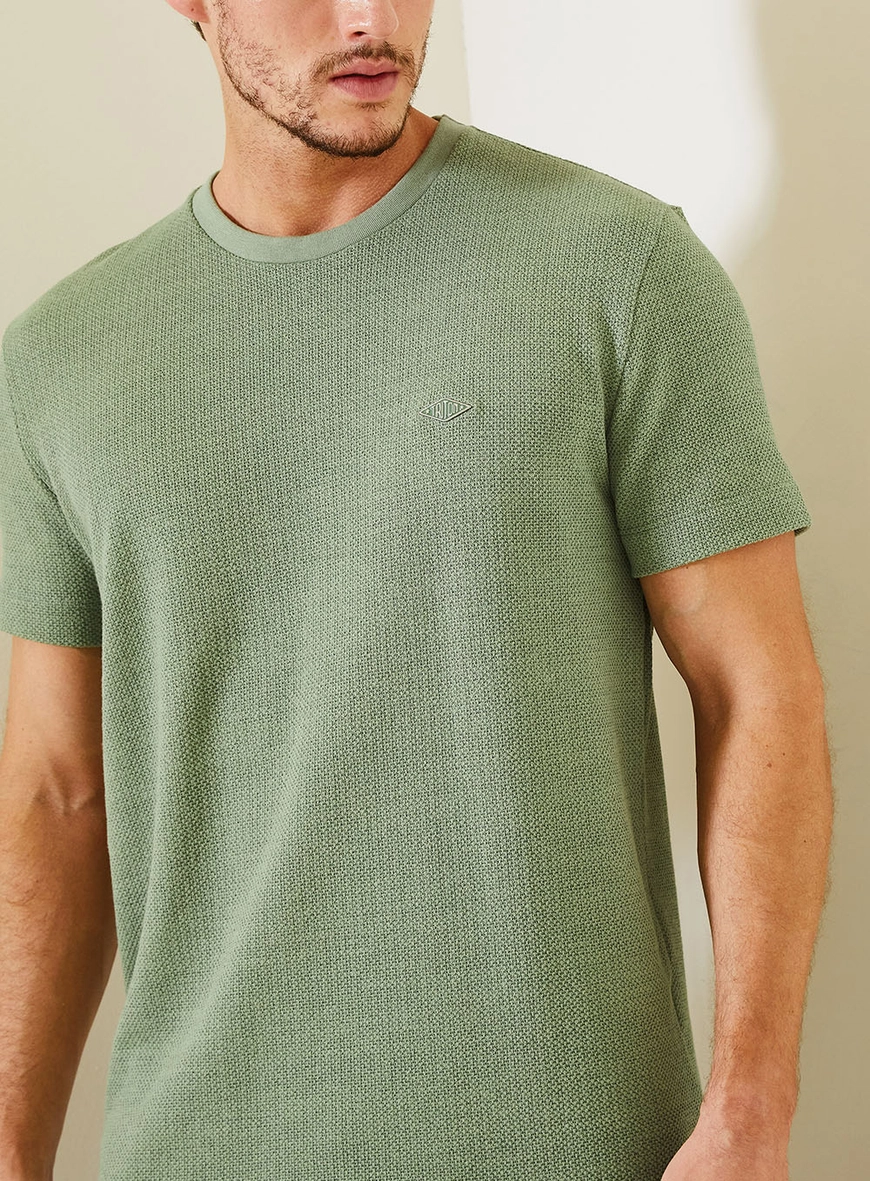 Camiseta New Masculina Em Malha Texturizada Verde 3