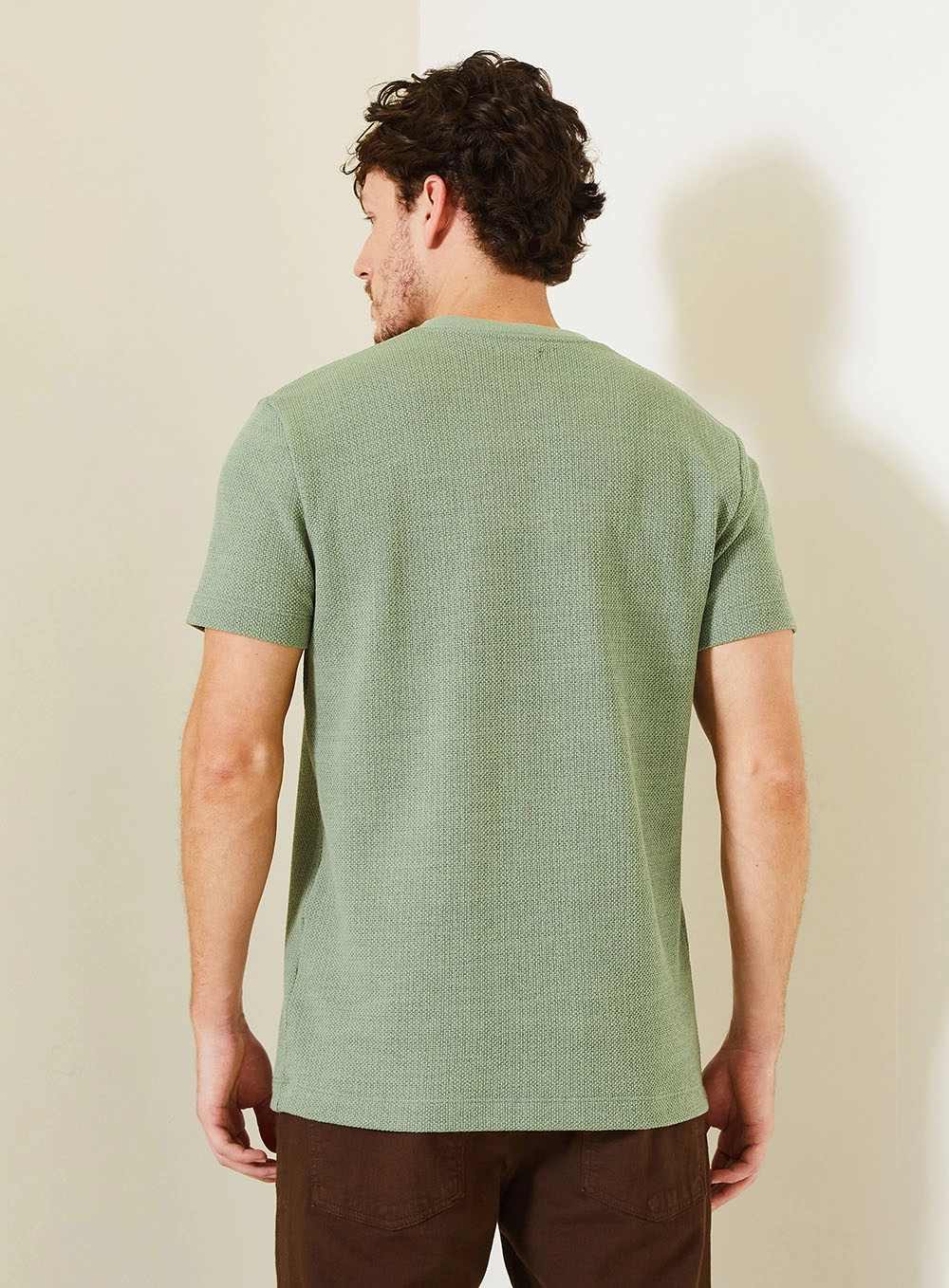 Camiseta New Masculina Em Malha Texturizada Verde 4