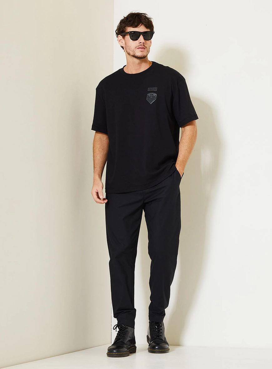 Camiseta Masculina Básica Com Bordado Preto 3