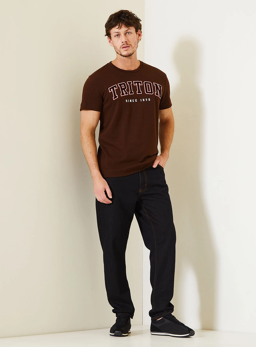 Camiseta New Com Estampa College Marrom 3