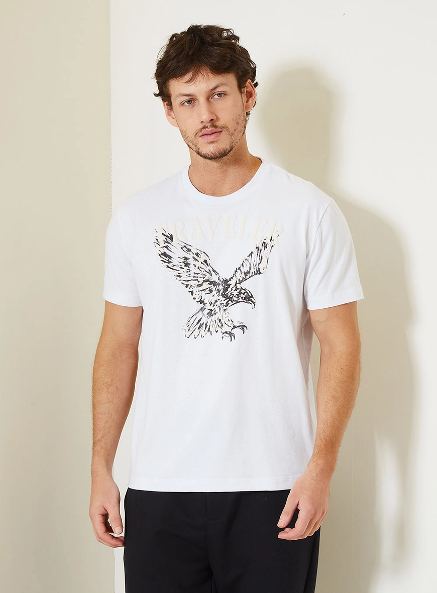 Camiseta Masculina New Com Estampa Frontal Branco 1