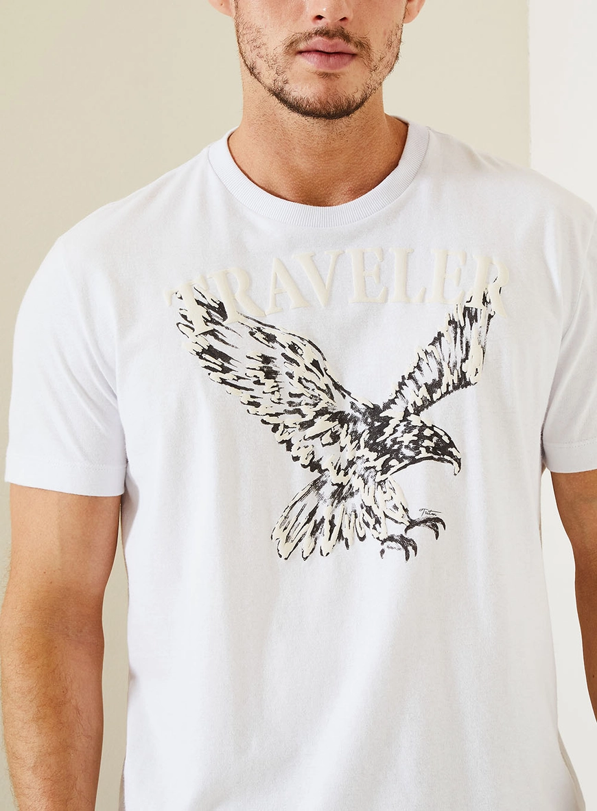 Camiseta Masculina New Com Estampa Frontal Branco 4