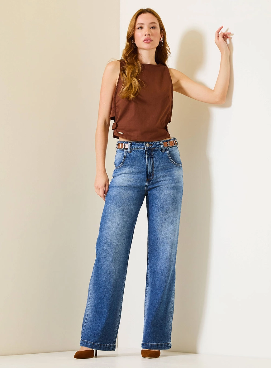 Blusa Comfort Com Botões Laterais Marrom 3