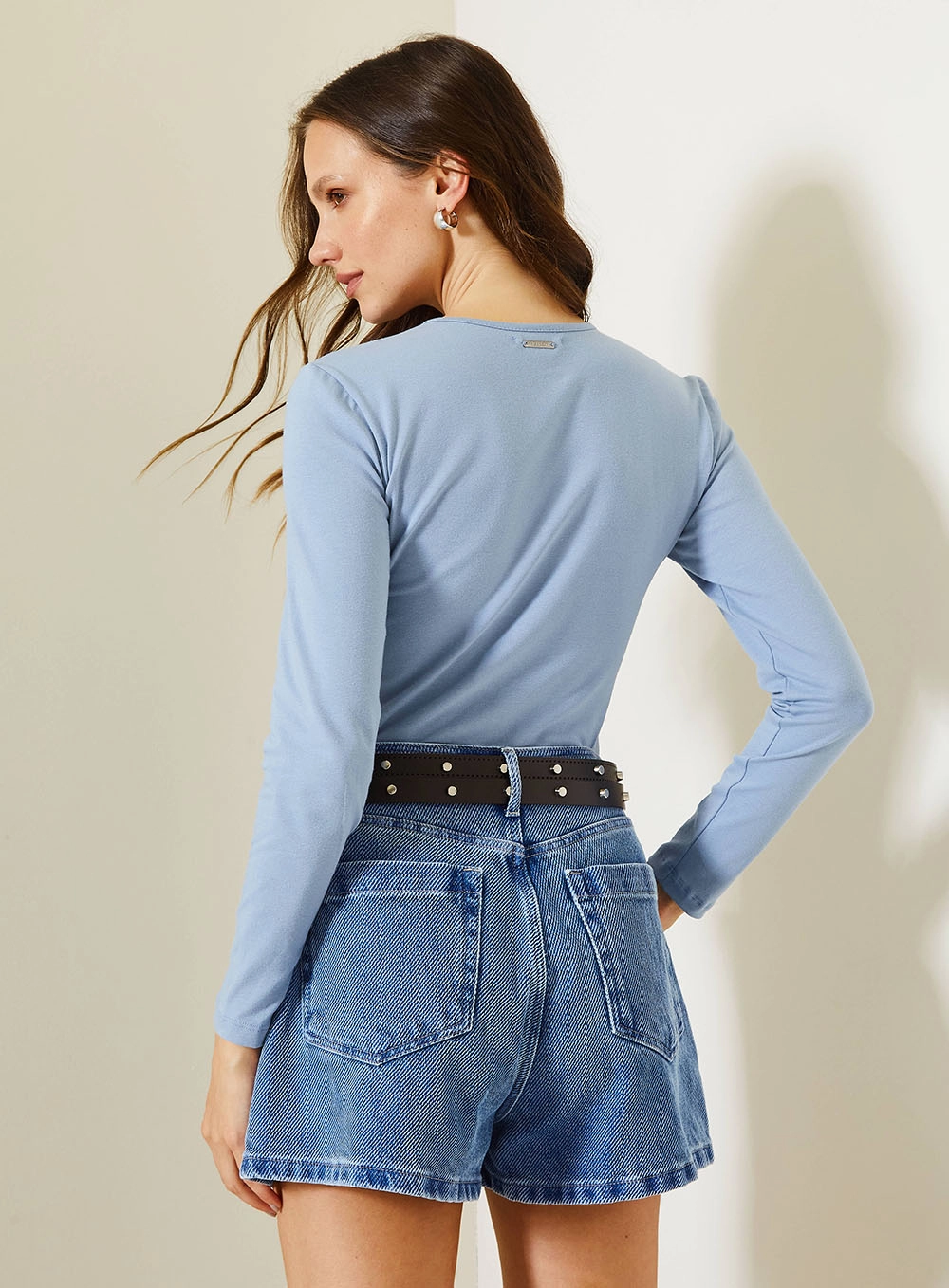 Blusa Small De Malha Com Manga Longa Azul 3