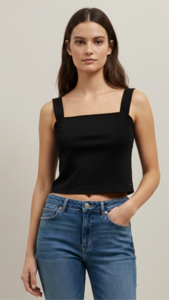 Blusa Suede Slim Com Alças Largas