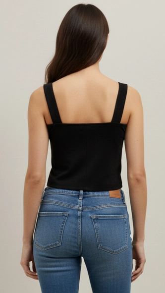 Blusa Suede Slim Com Alças Largas