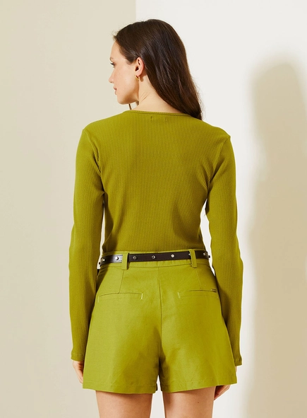Blusa Slim Canelada Com Manga Longa