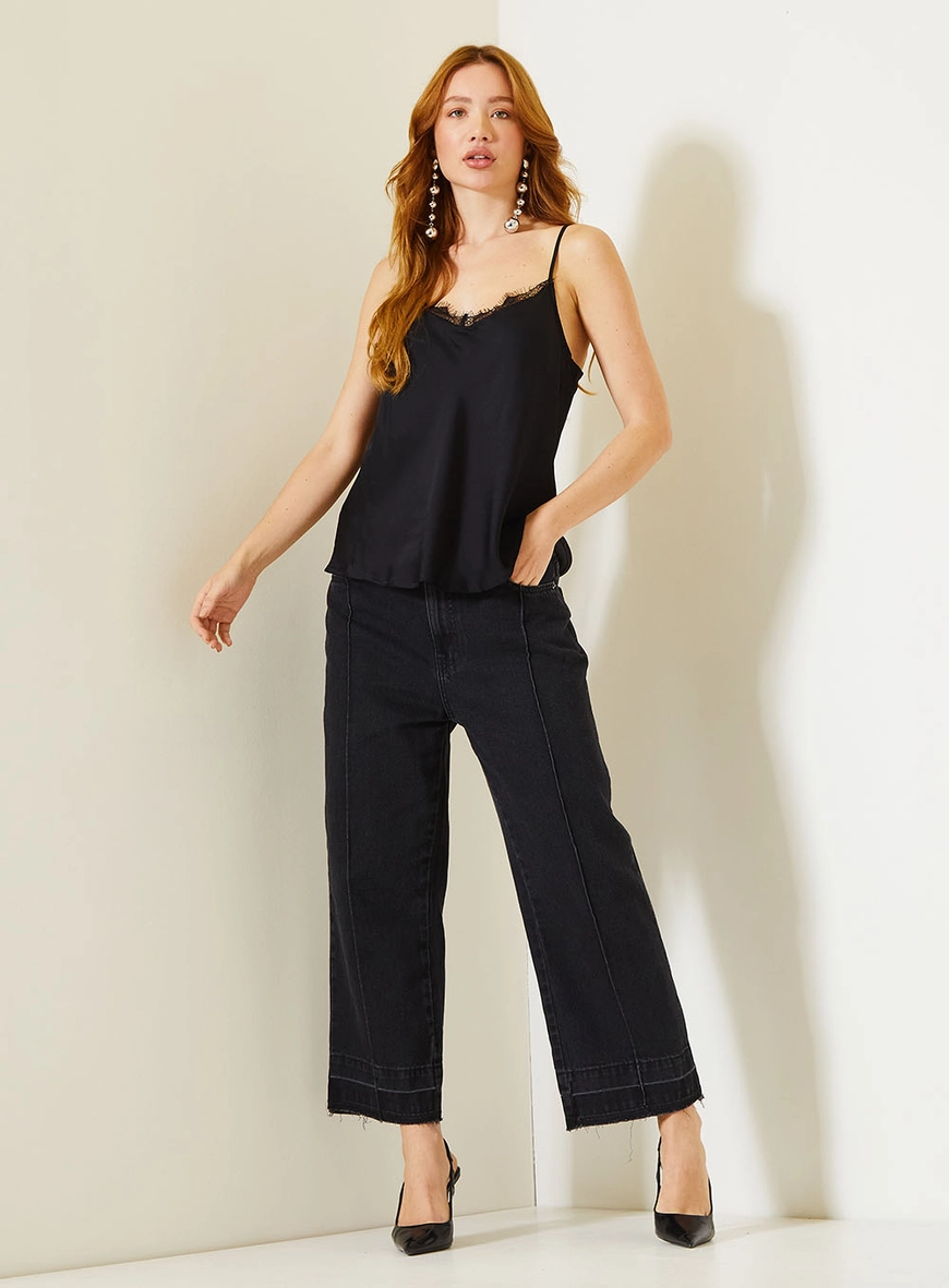 Blusa Casual Com Renda Preto 3
