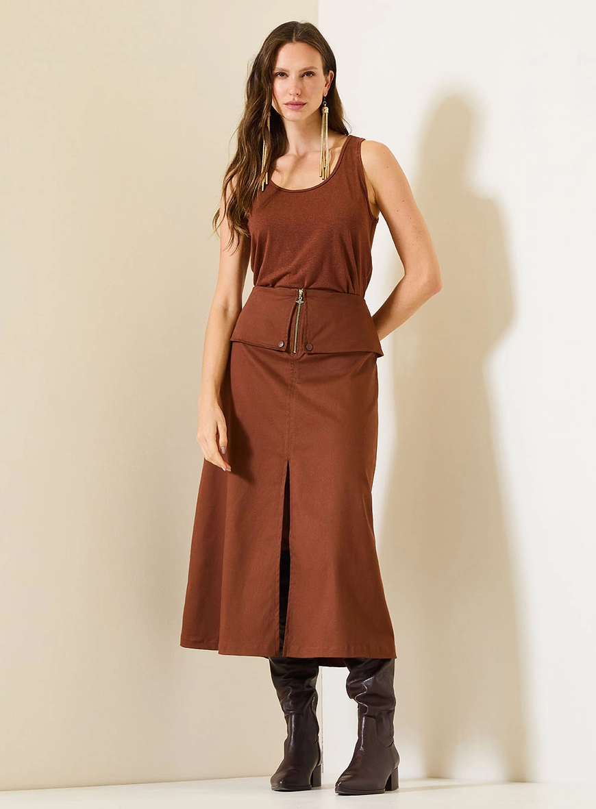 Regata Comfort Feminina Com Entremeio Marrom 3