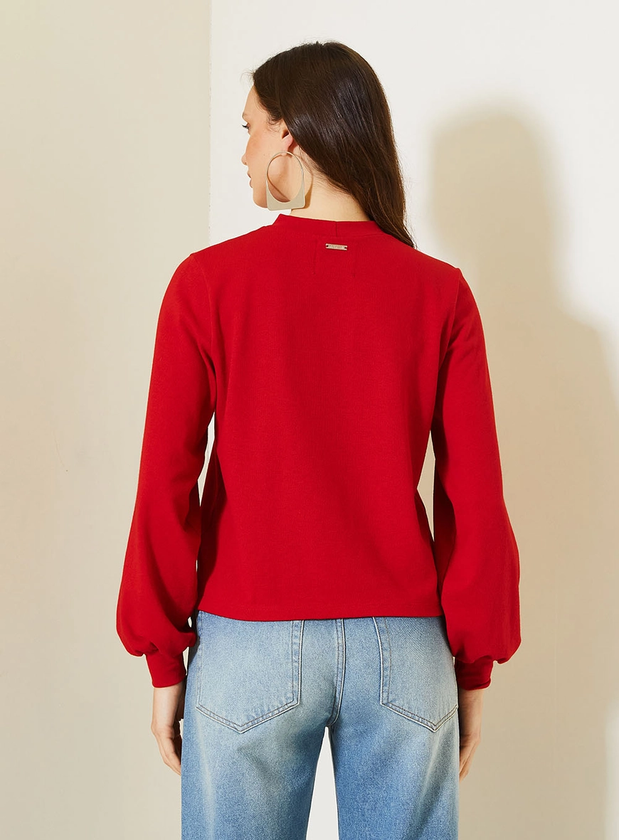Blusão Feminino Comfort Manga Longa Vermelho 4