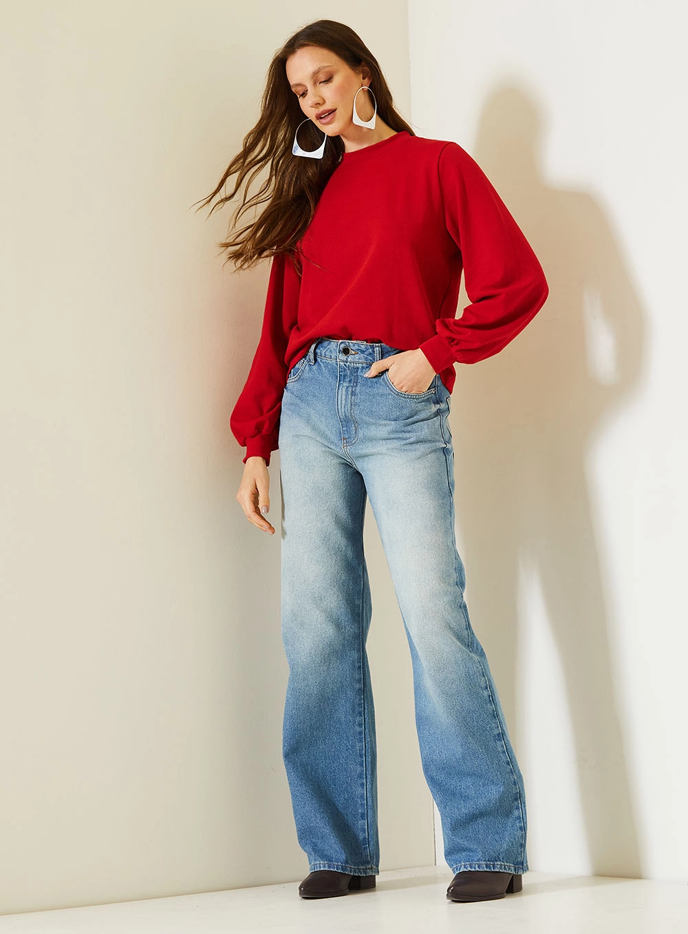 Blusão Feminino Comfort Manga Longa Vermelho 1