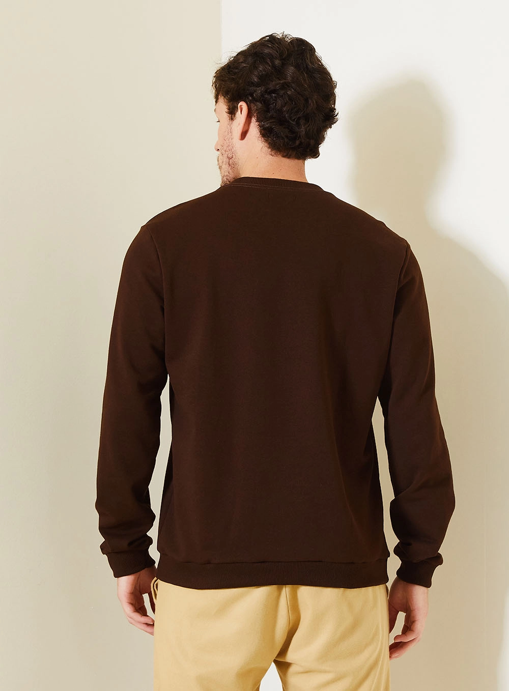 Blusão Masculino Com Estampa College Frontal Marrom 3