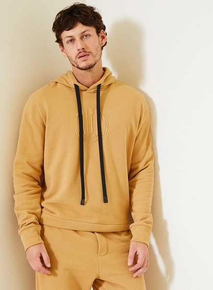 Blusão Moletom Fleece Com Capuz E Logo Central