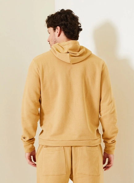 Blusão Moletom Fleece Com Capuz E Logo Central