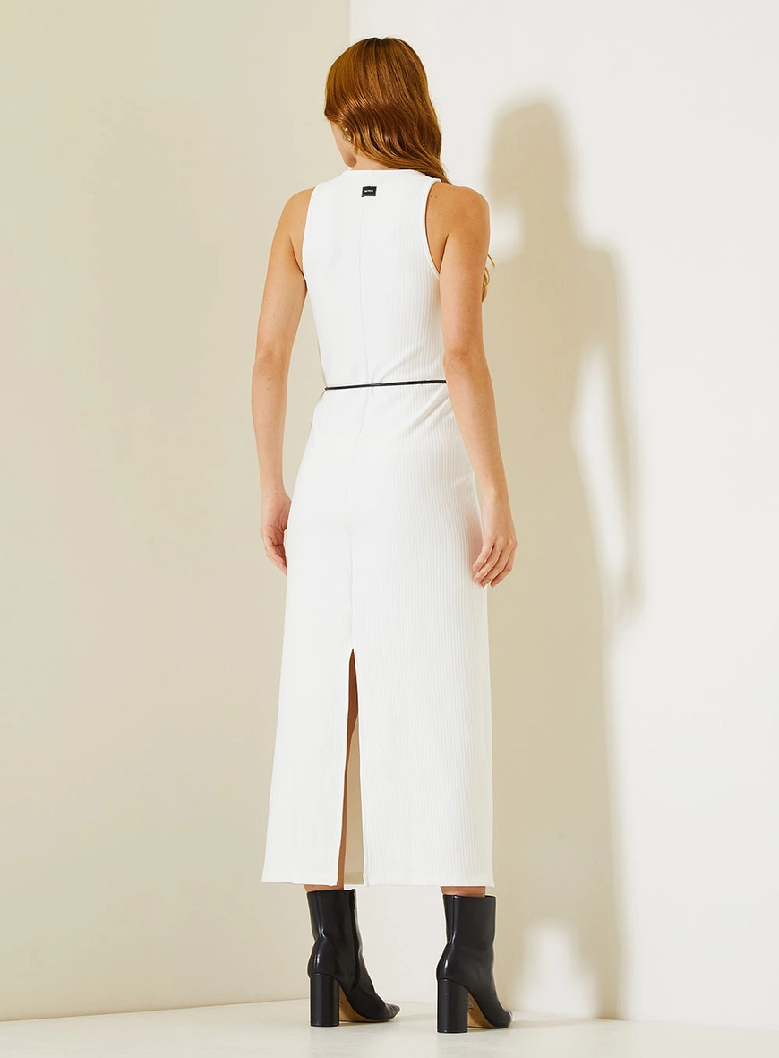 Vestido Midi Slim Com Fenda Off Shell 4