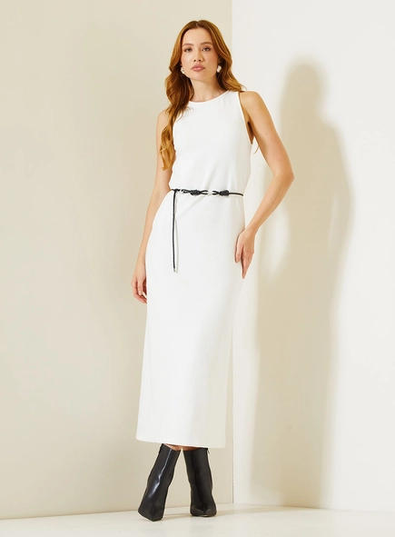 Vestido Midi Slim Com Fenda