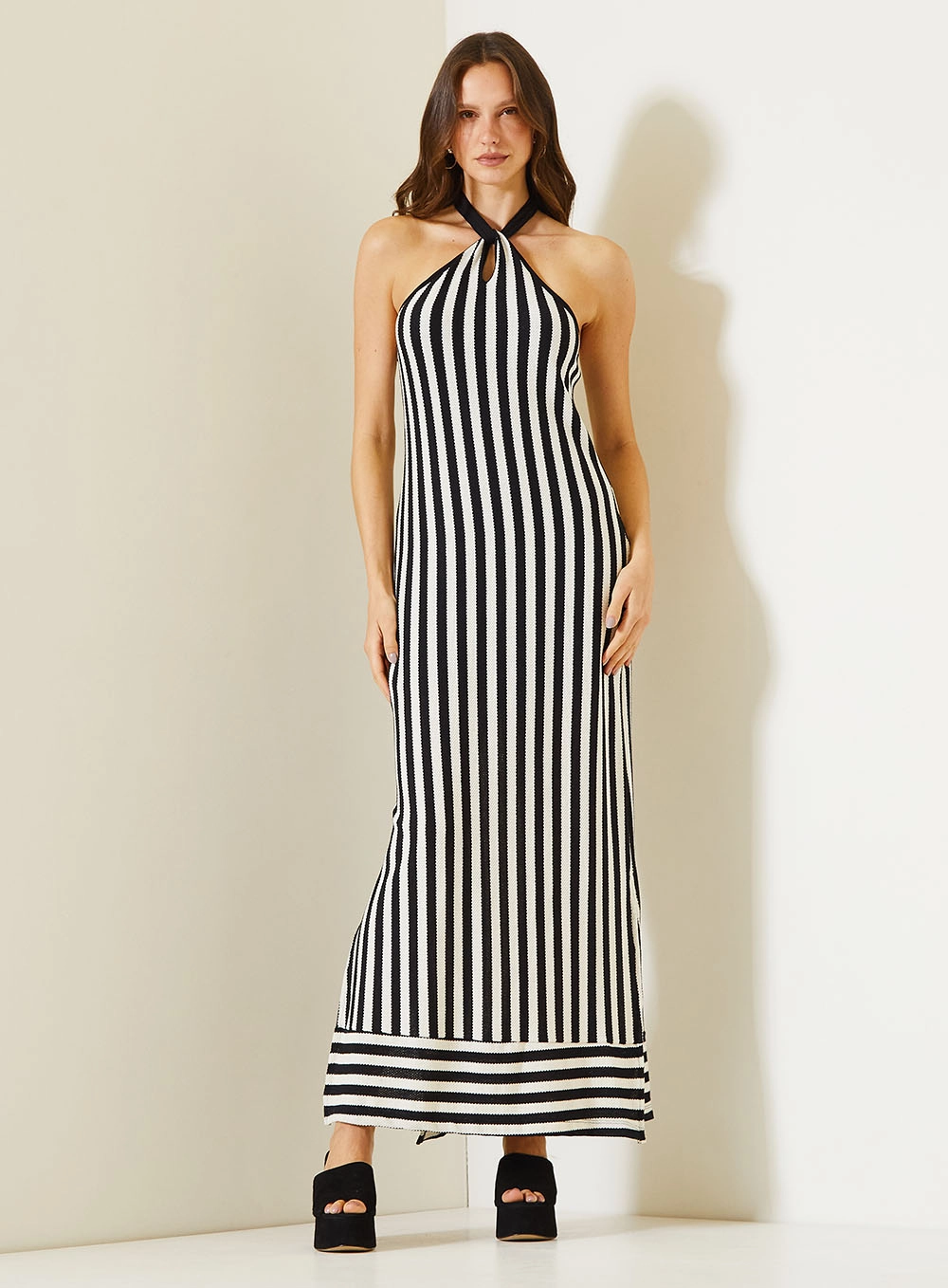 Vestido Longo Estampado Comfort Com Decote Halter Estampados 2