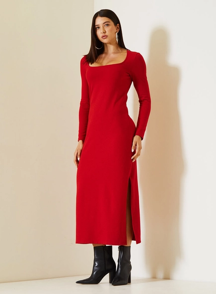 Vestido Midi Comfort Com Manga Longa