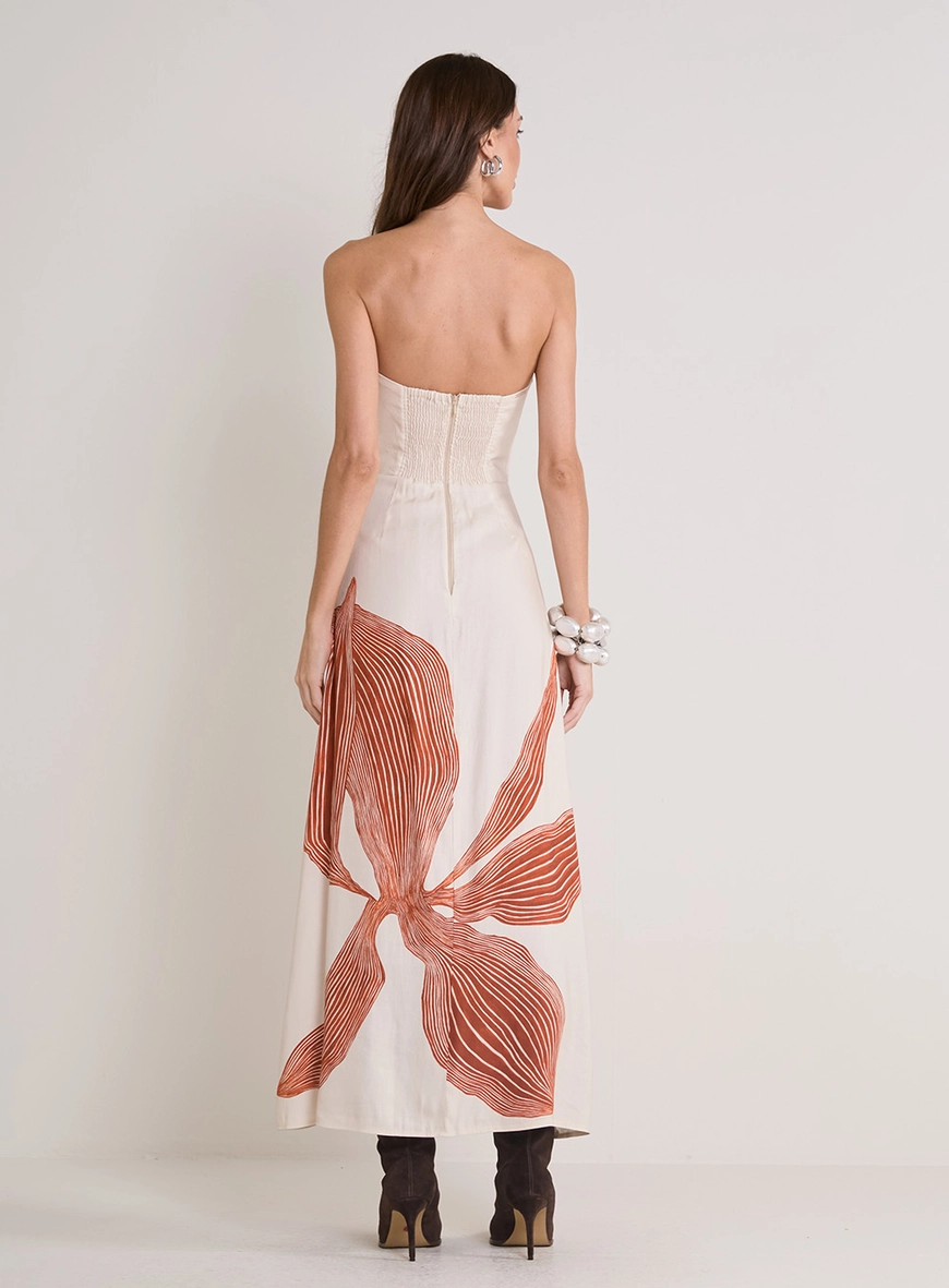 Vestido Longo Amplo Estruturado Lotus Estampados