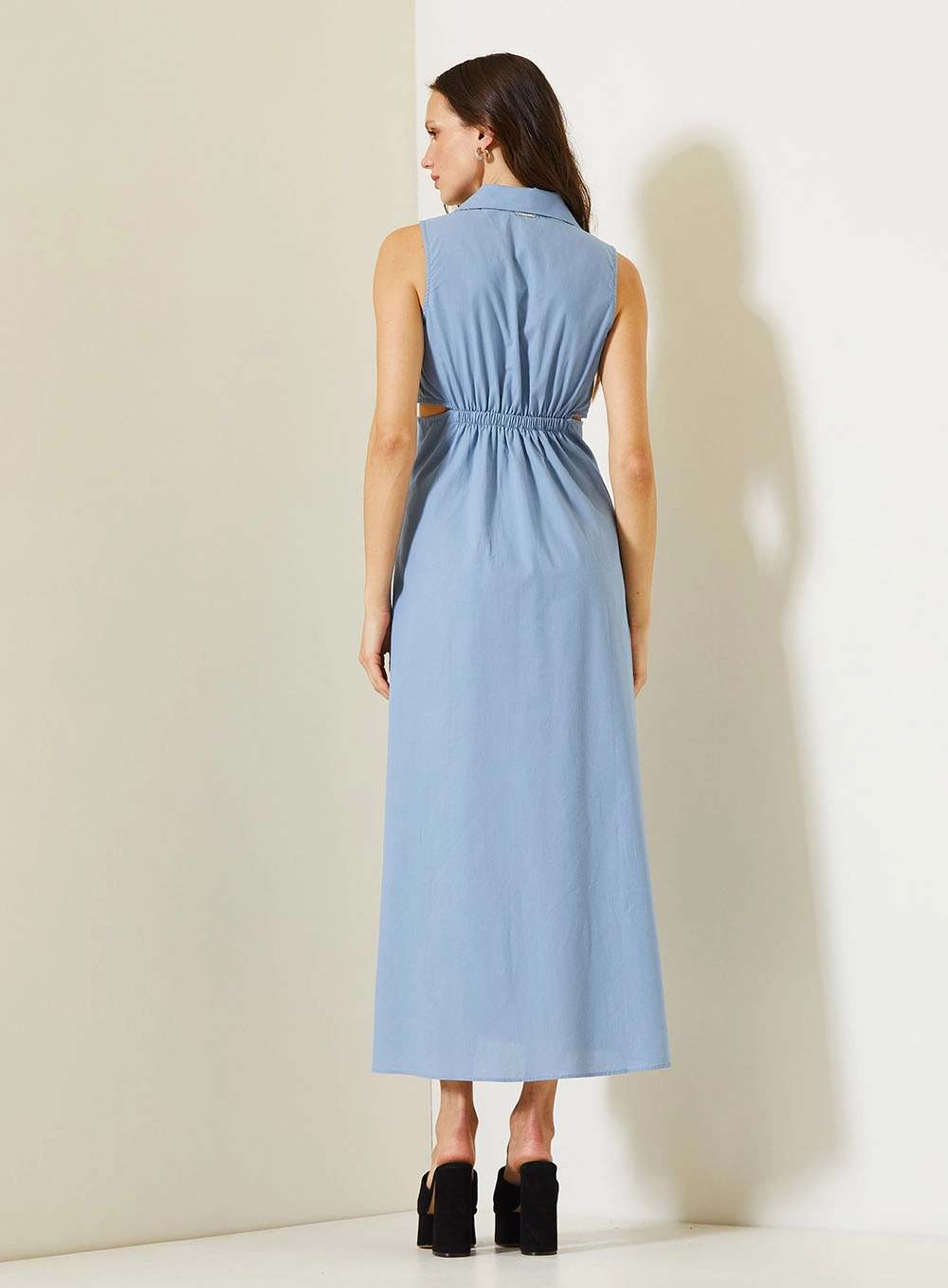 Vestido Midi De Tricoline Comfort Azul 4