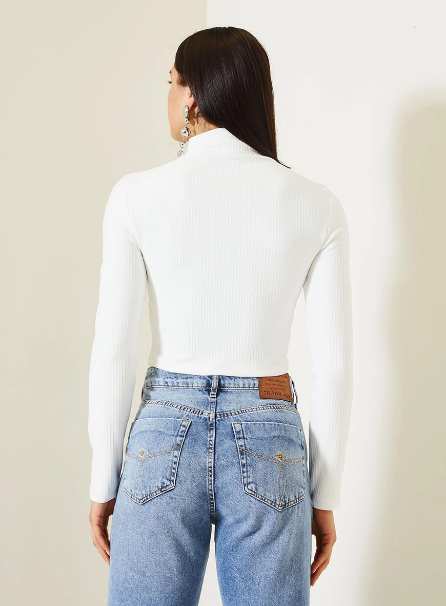 Top Slim Canelado Com Gola Alta Off Shell 2
