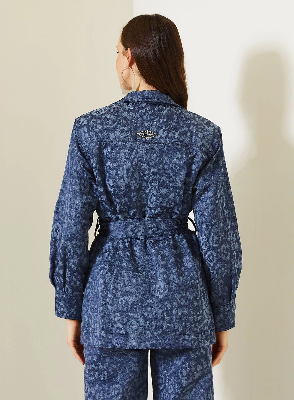 Casaco Jeans Feminino Estampado Cinto Estruturado Estampados 4