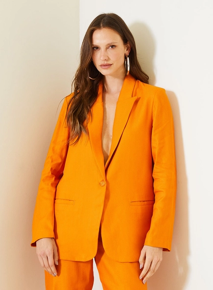 Blazer Feminina Alfaiataria Com Gola Dupla