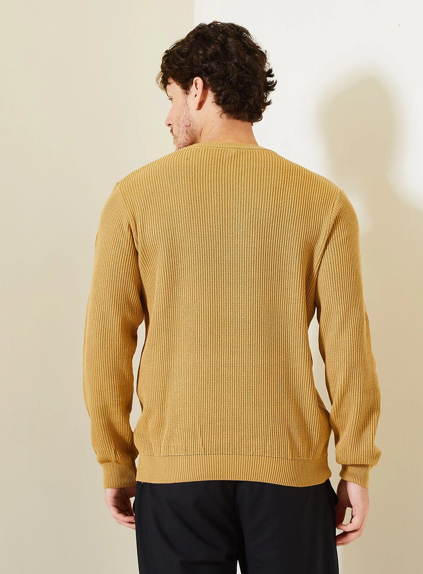 Suéter Tricô Masculino Fleece Com Gola Careca