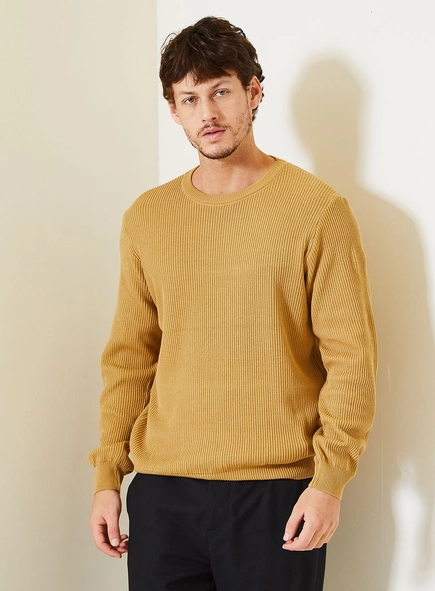 Suéter Tricô Masculino Fleece Com Gola Careca