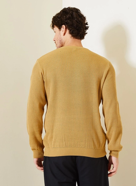 Suéter Tricô Masculino Fleece Com Gola Careca