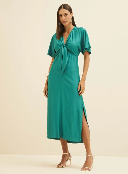 Vestido Midi Reto Com Amarração