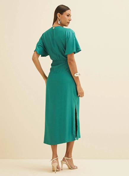 Vestido Midi Reto Com Amarração