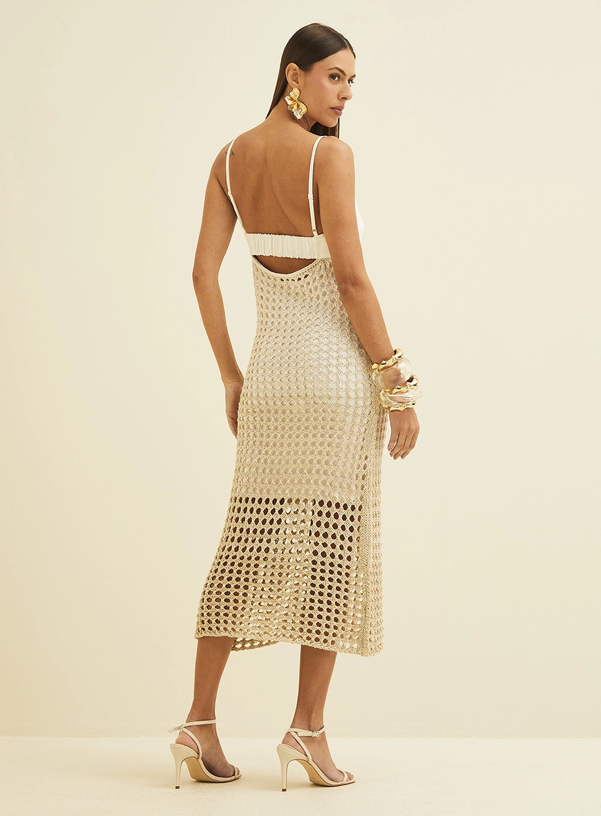 Vestido Midi Ajustado Texturizado Off Shell