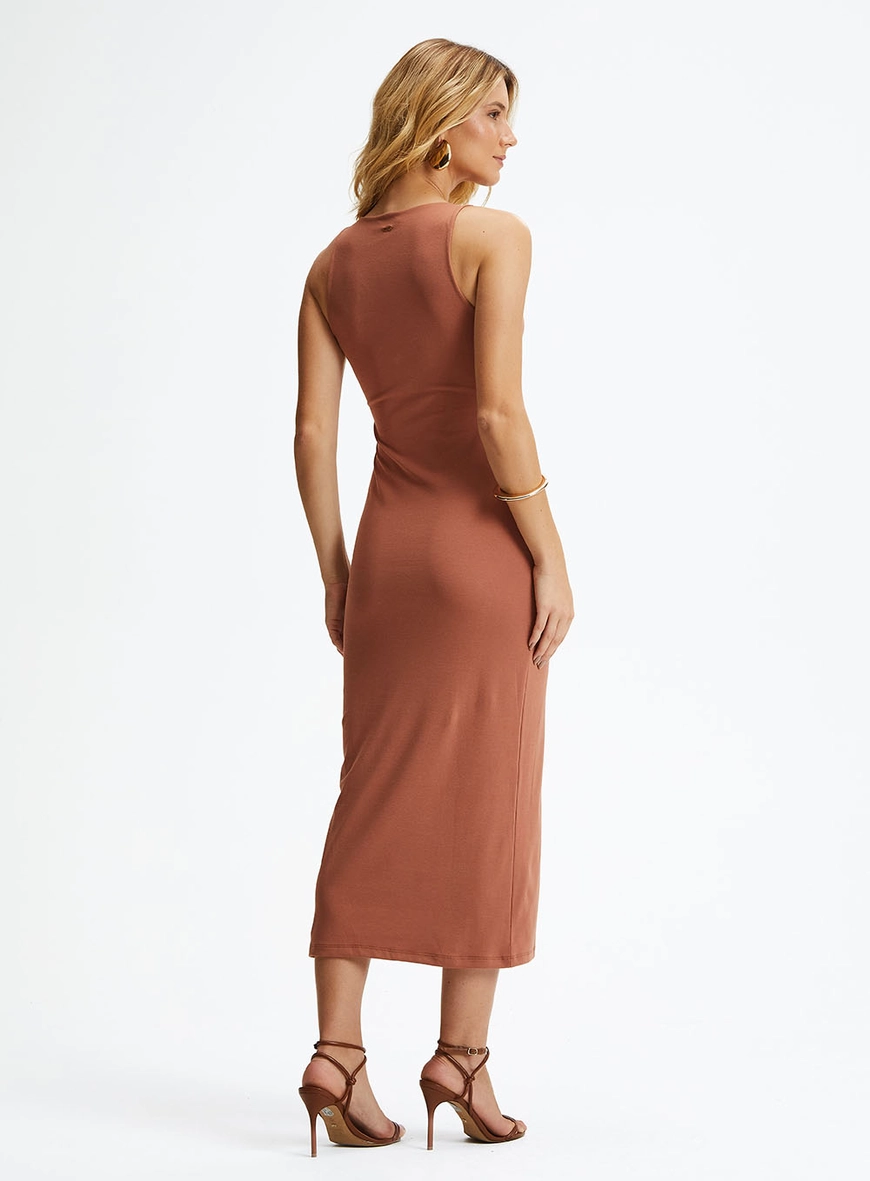 Vestido Midi Slim Marrom 4