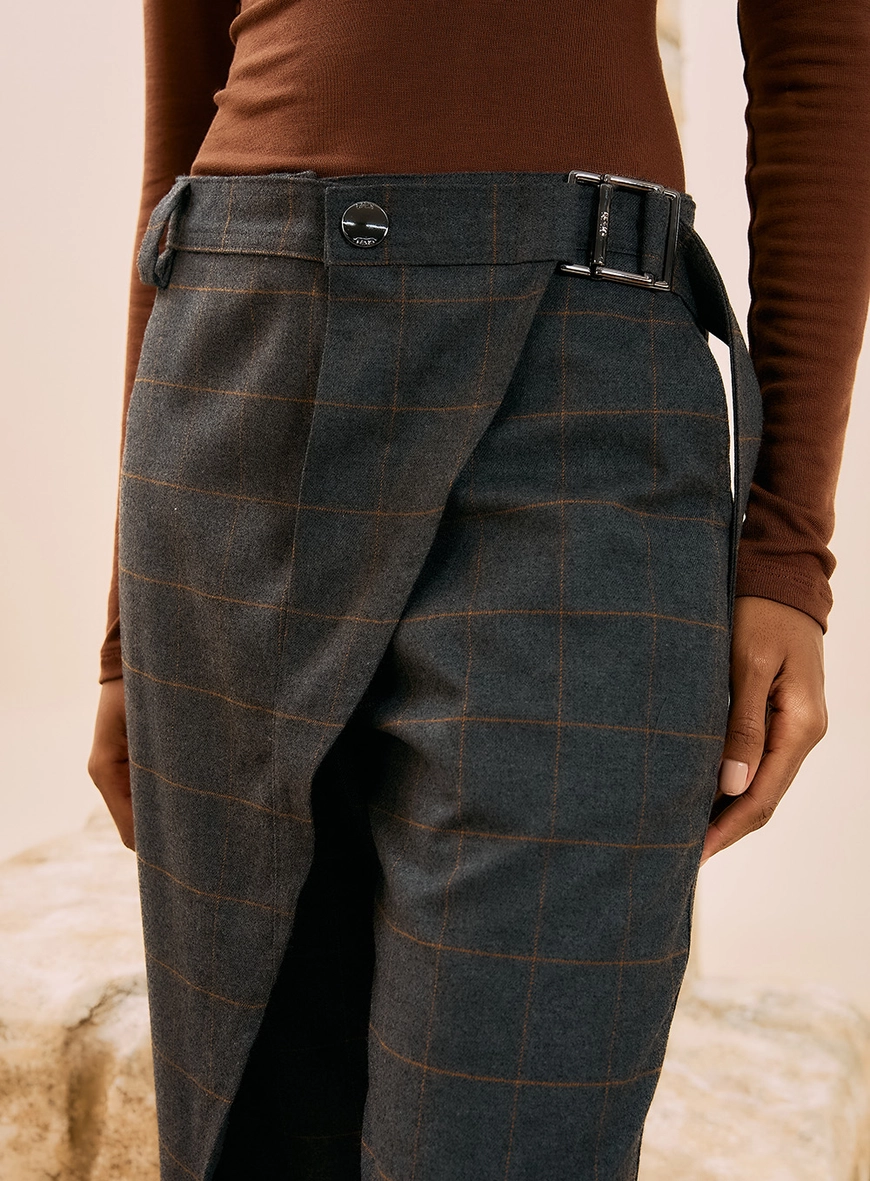 Calça Wide Leg Alfaiataria Com Sobreposição Estampados 2