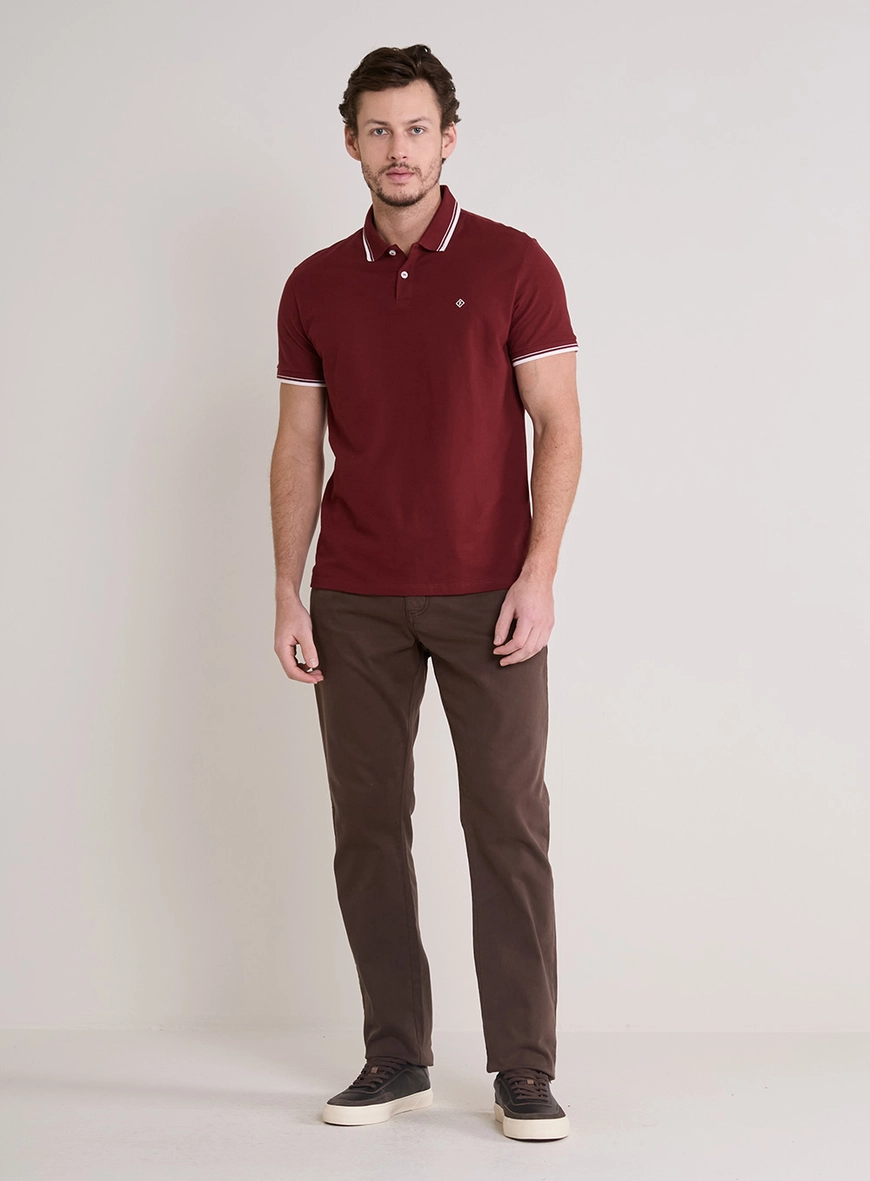 Polo Masculina Muscle Piquet Com Detalhes Bordo